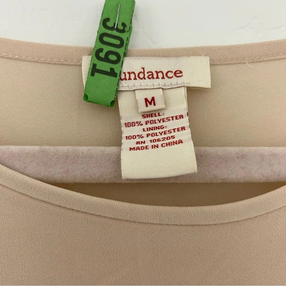 Sundance Nude Blouse with Crochet Lace Overlay Size Medium Office Bohemian - Picture 3 of 9